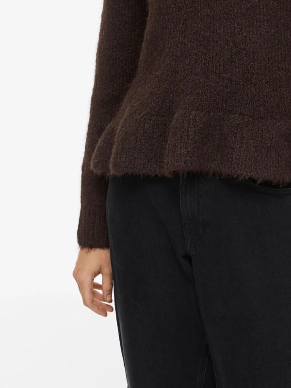 BOWS KNIT GENSER M/VOLANG - BRUN MELERT