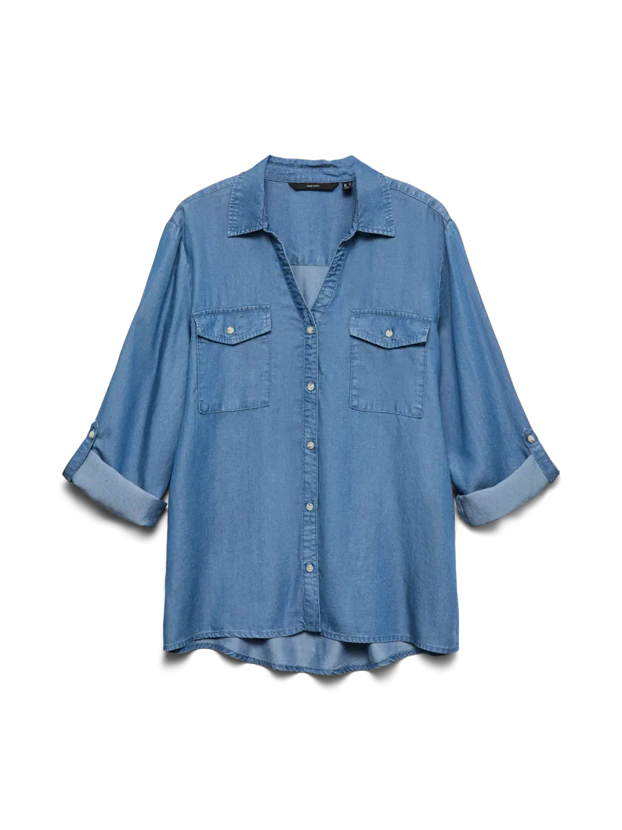 BREE TENCEL SKJORTE - MEDIUM BLÅ 