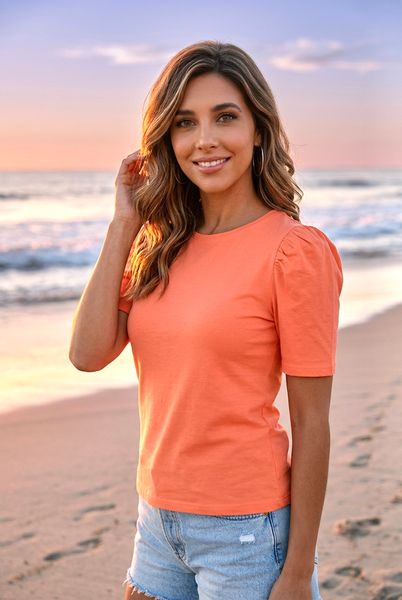 Hovedbilde FENJA T-SHIRT M/PUFFERM - ORANGE