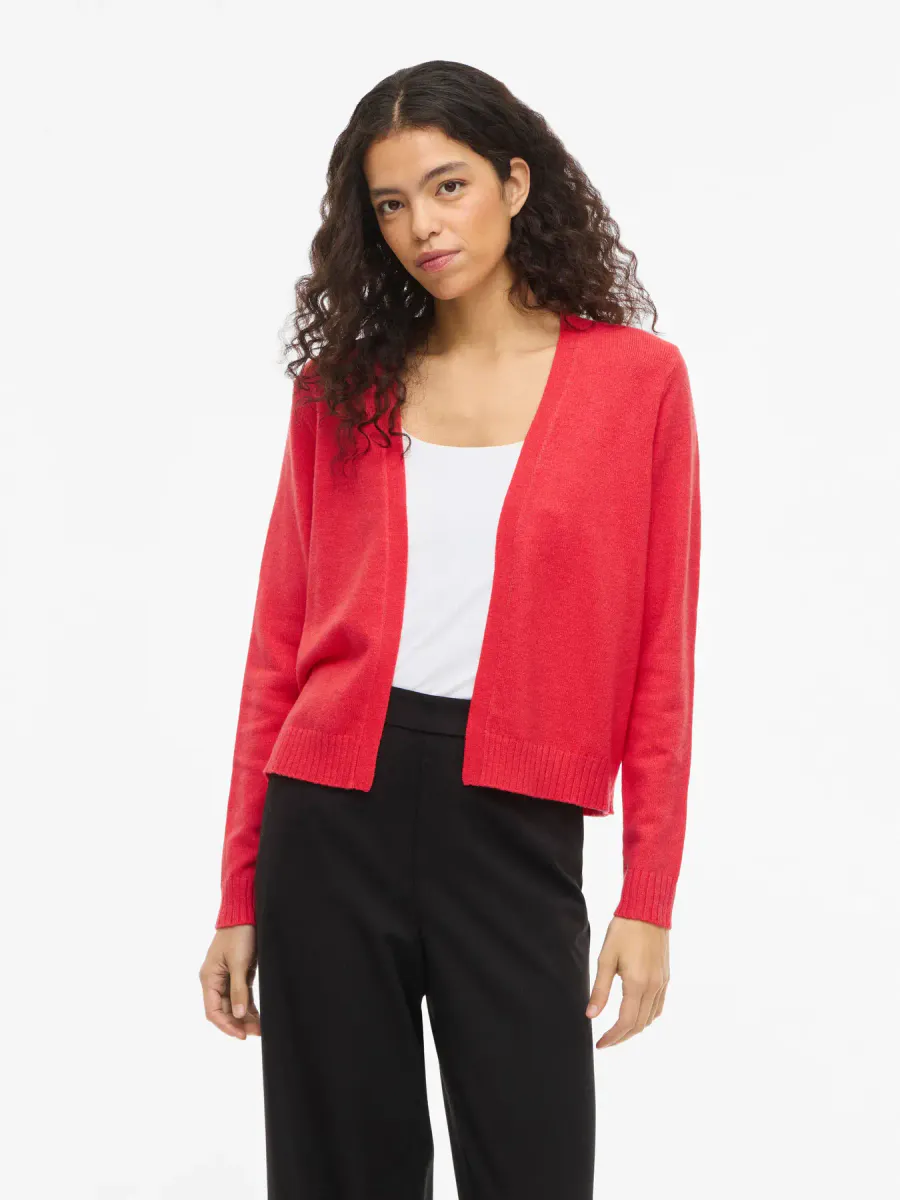 VIRIL KORT CARDIGAN - BRINGEBÆRRØD