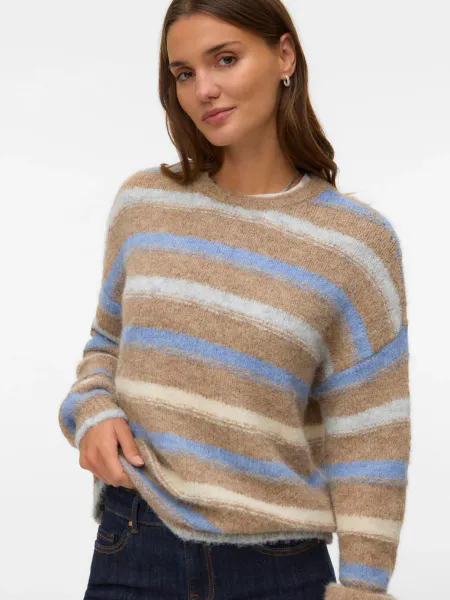 Hovedbilde KIRA GENSER M/STRIPER - CAMEL/BLÅ