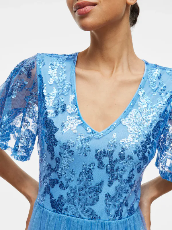 ULRICANA PALJETT KJOLE - BLISSFUL BLUE