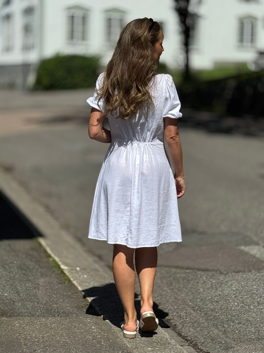 LAVA LIN/VISCOSE KJOLE V-HALS - HVIT