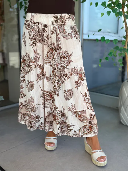 Hovedbilde PAISLEY SMOCK SKJØRT - BRUN / OFFWHITE