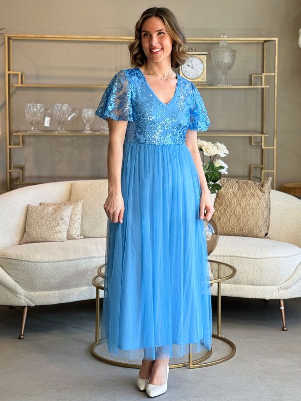 ULRICANA PALJETT KJOLE - BLISSFUL BLUE