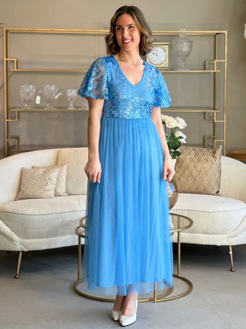 Hovedbilde ULRICANA PALJETT KJOLE - BLISSFUL BLUE