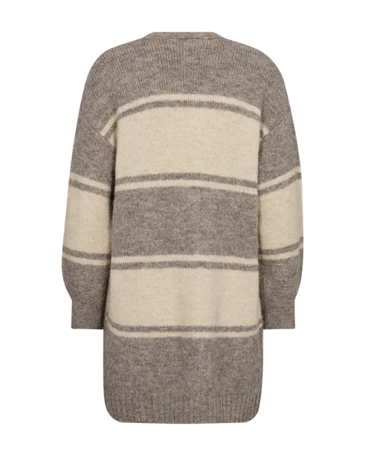 Hovedbilde LOUISA CARDIGAN STRIPET - TAUPE MELERT