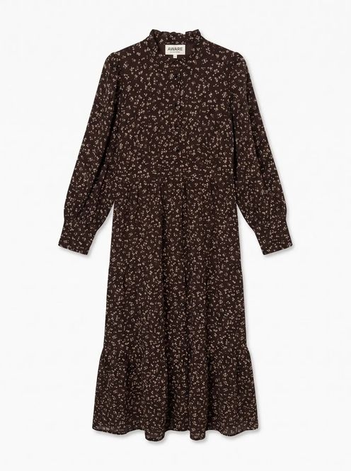 Hovedbilde NOELLE LANG KJOLE M/BLOMSTER - BRUN/ROSA