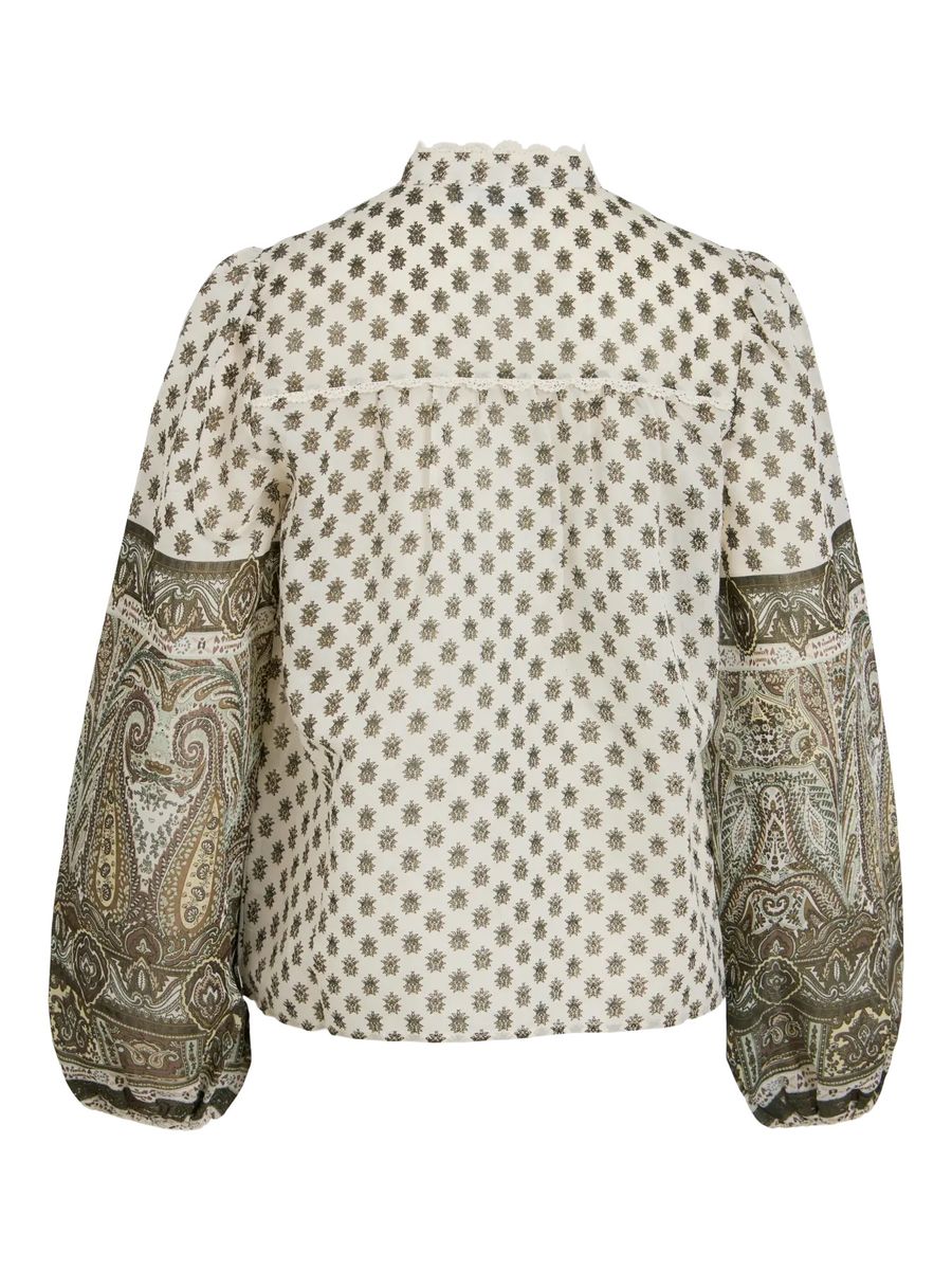 LYRIDA BLUSE FLOWER - CREAM/OLIVEN