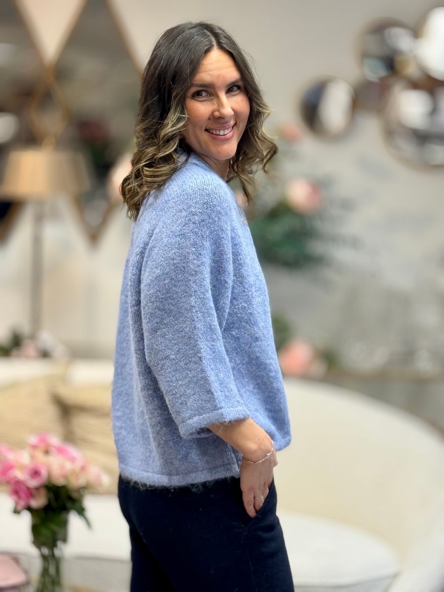 LULU CARDIGAN - HIMMELBLÅ MELERT