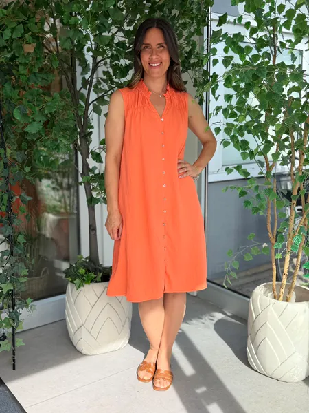 Hovedbilde SALLY ERMLØS KJOLE - ORANGE
