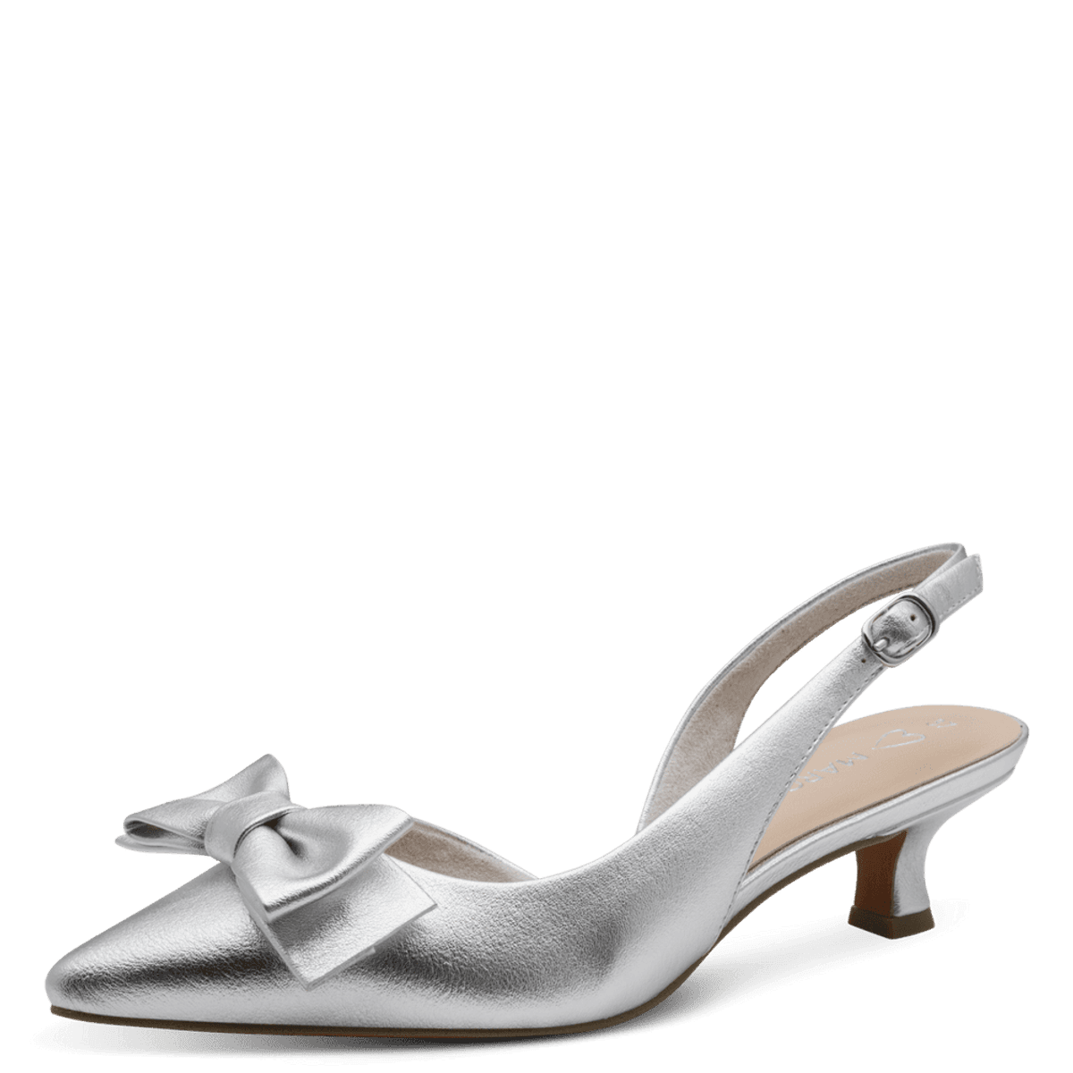 PUMPS M/SLINGBACK & BOW - SØLV