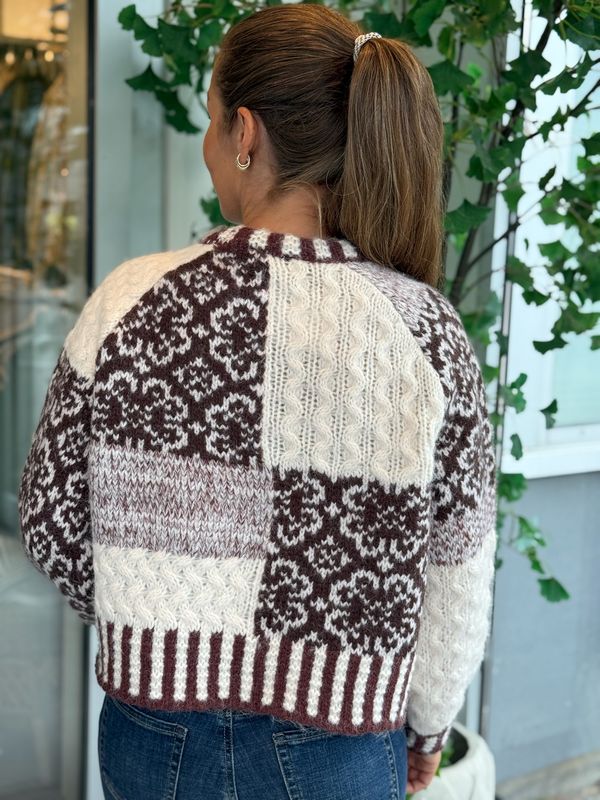 FUSION KNIT GENSER - CREAM - BRUN / PLOMME