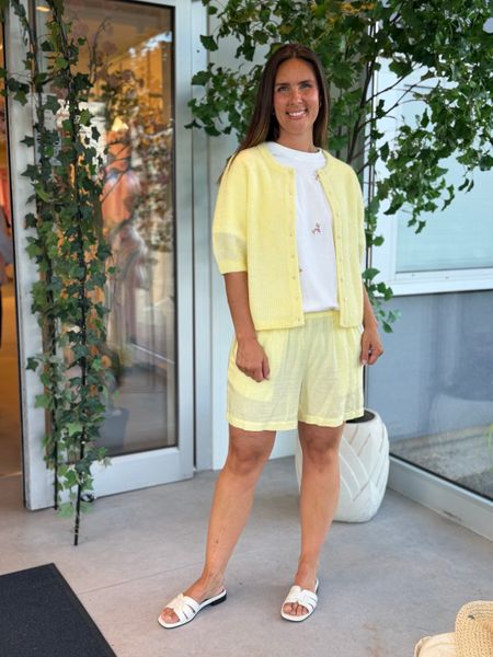 Hovedbilde LORY CARDIGAN 2/4 ERM - LYS GUL MELERT