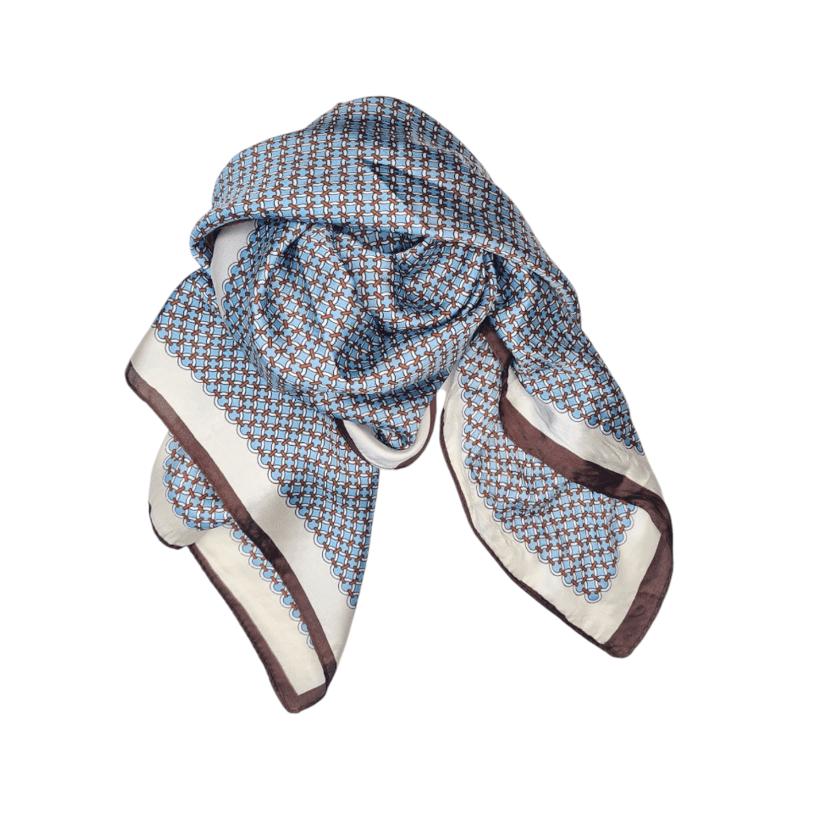 SKJERF SILKEMIX PRINT - BRUN / OFFWHITE / LYS BLÅ