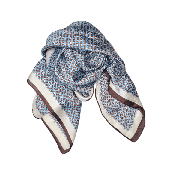 Hovedbilde SKJERF SILKEMIX PRINT - BRUN / OFFWHITE / LYS BLÅ