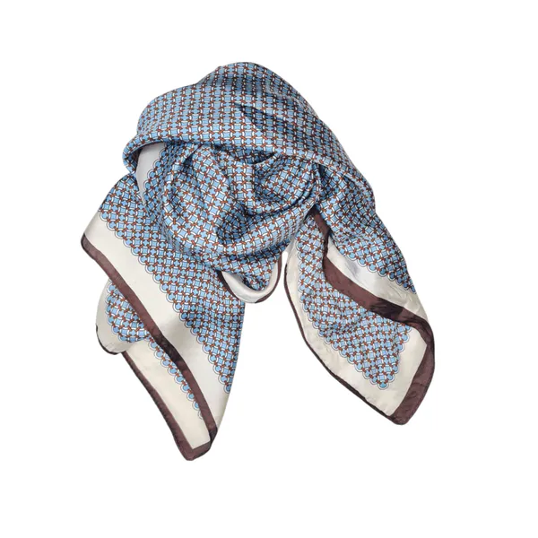 Hovedbilde SKJERF SILKEMIX PRINT - BRUN / OFFWHITE / LYS BLÅ