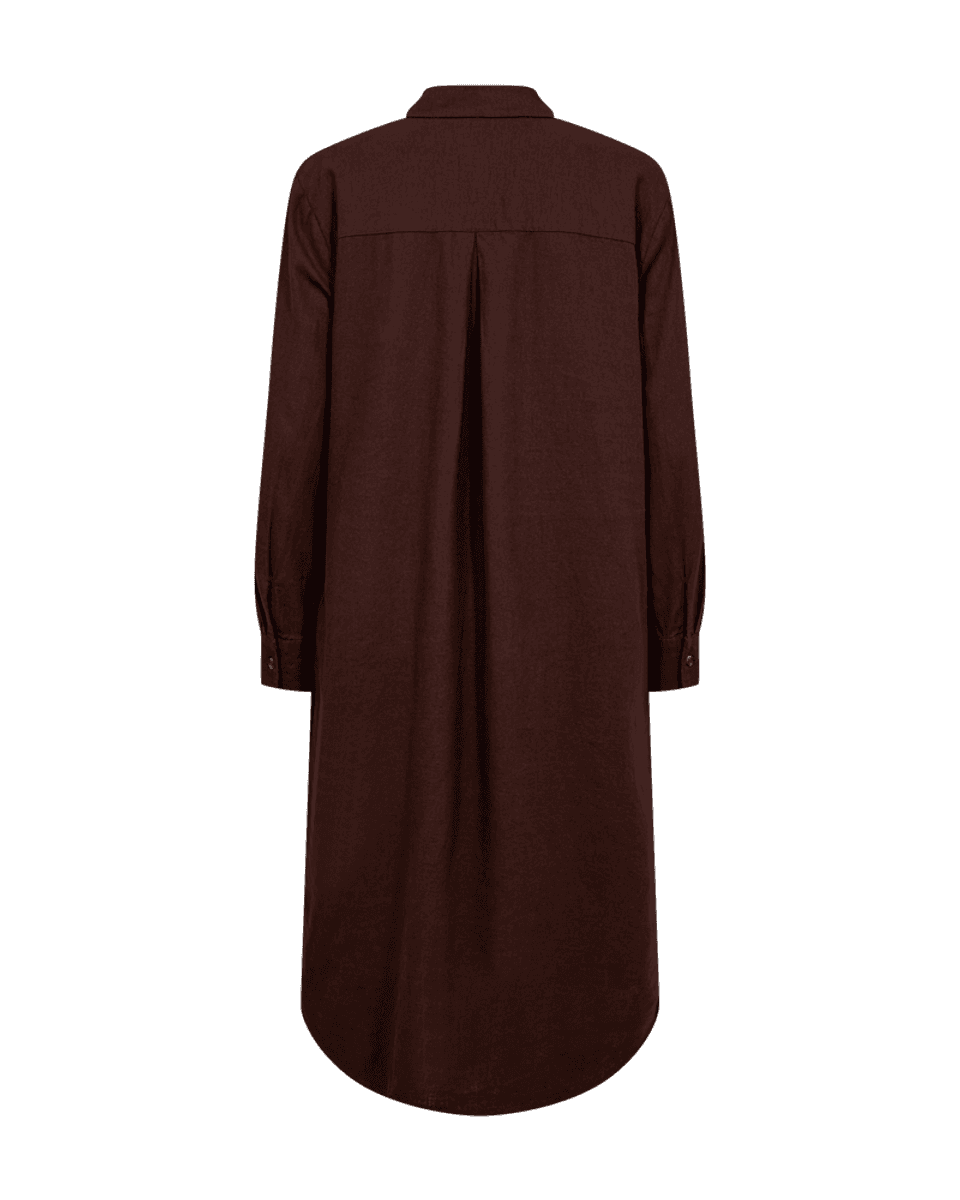 LAVA LIN/VISCOSE  SKJORTEKJOLE - BRUN