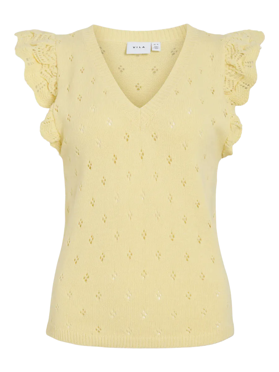 MARLEA STRIKKET TOPP - LYS GUL