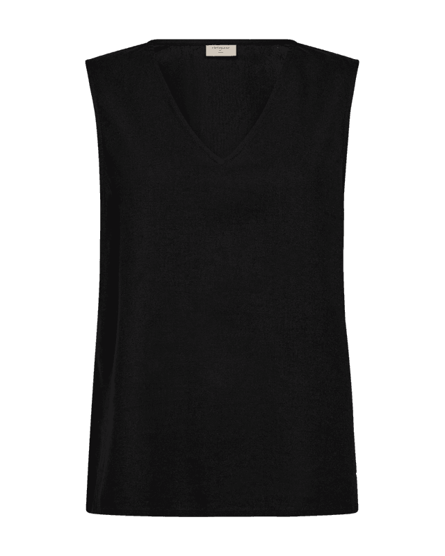 LAVA LIN/VISCOSE TOPP M/V-HALS - SORT