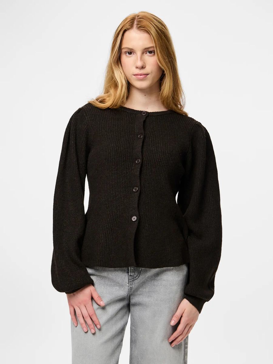 SILLY CARDIGAN M/ PUFF & LANG ERM - BRUN