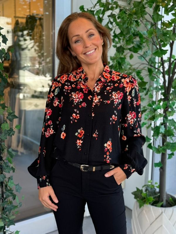 ELMA BLUSE FLOWER - SORT