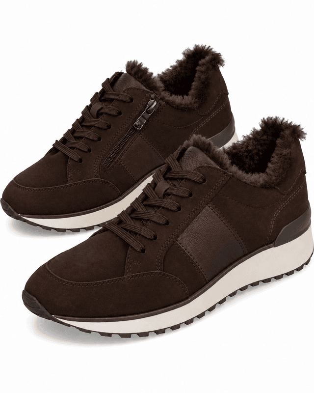 SNEAKERS I SKINN M/TEDDY - BRUN