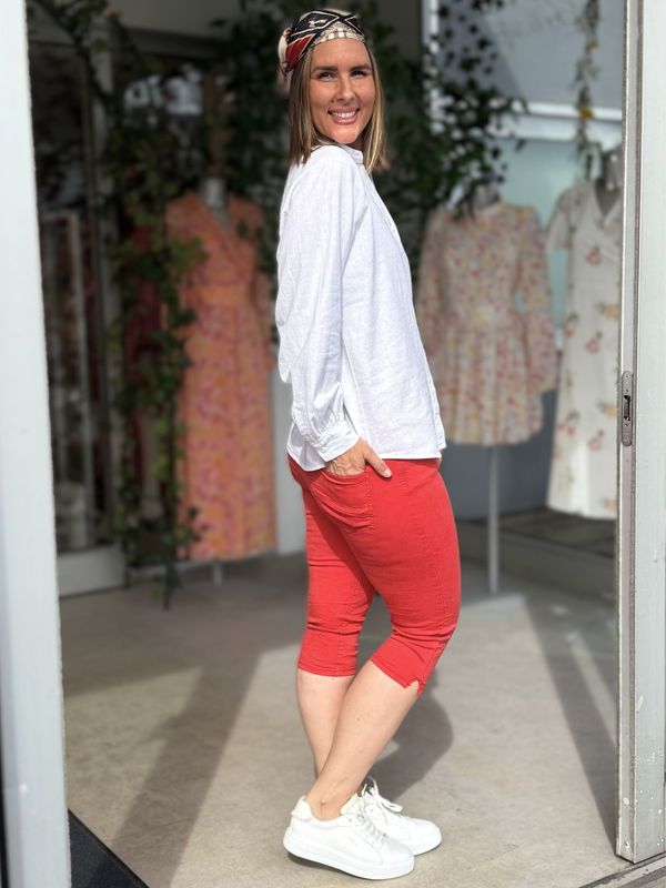 PATTI CAPRI BOMULLSTWILL M/ZIP - RØD
