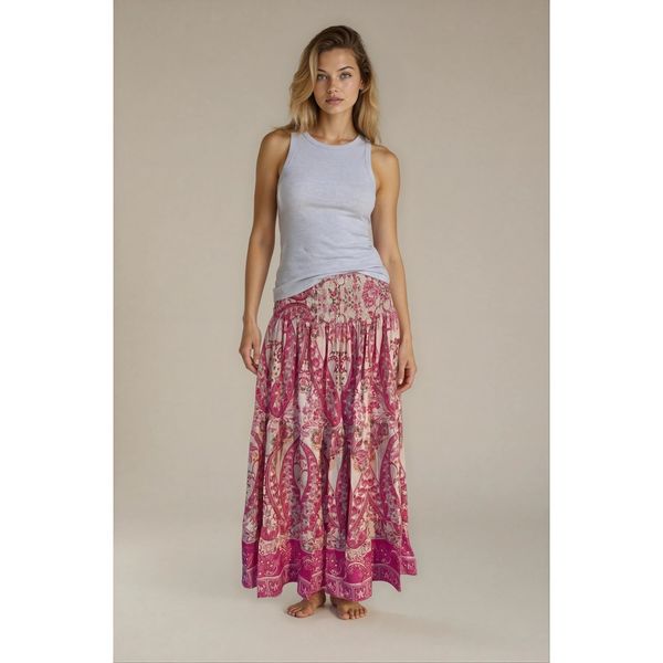Hovedbilde BELLA BIG PAISLEY SKJØRT - CERISE