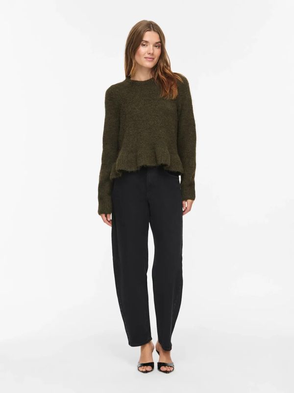 BOWS KNIT GENSER M/VOLANG - OLIVEN MELERT