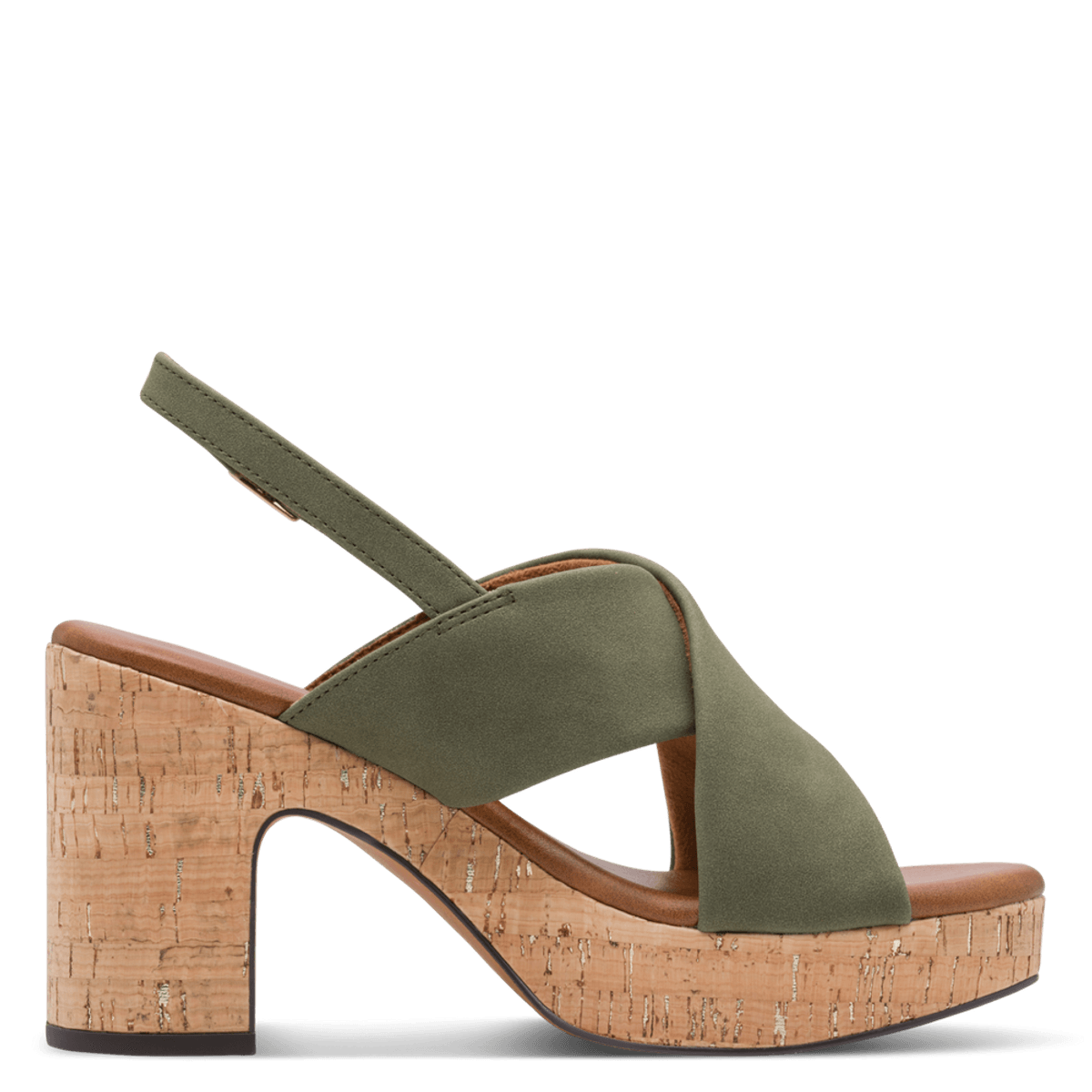 SANDALETT M/KORKHÆL - OLIVEN