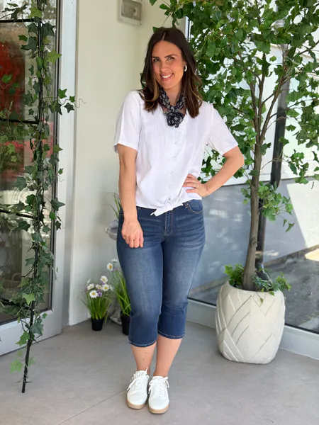 Hovedbilde LAVA LIN/VISCOSE BLUSE M/KNYTING - HVIT