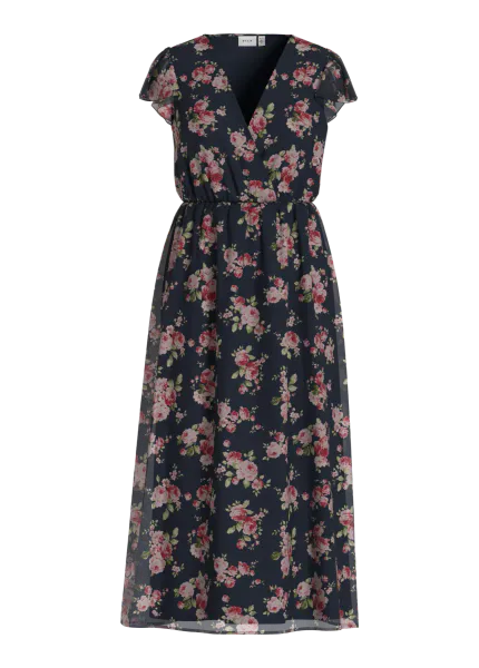 Hovedbilde EMMA LANG KJOLE FLOWER - NAVY