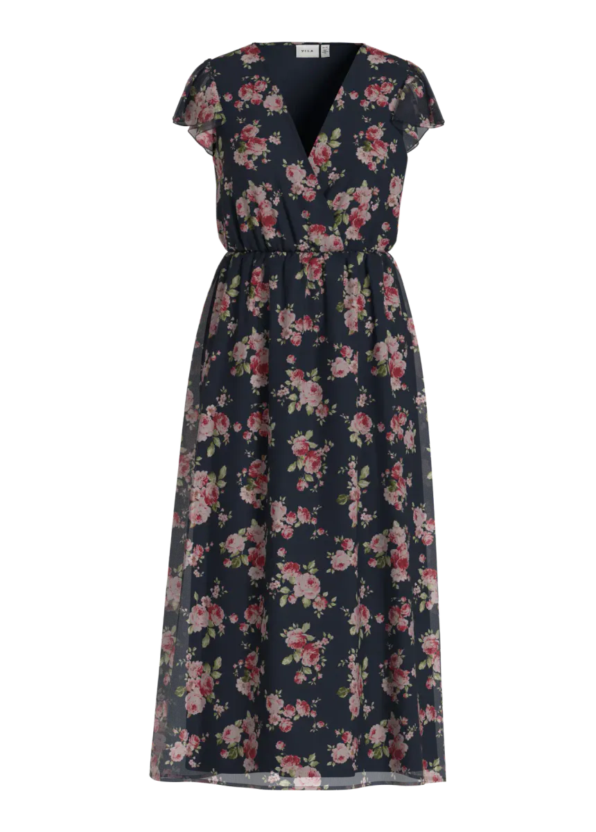 EMMA LANG KJOLE FLOWER - NAVY