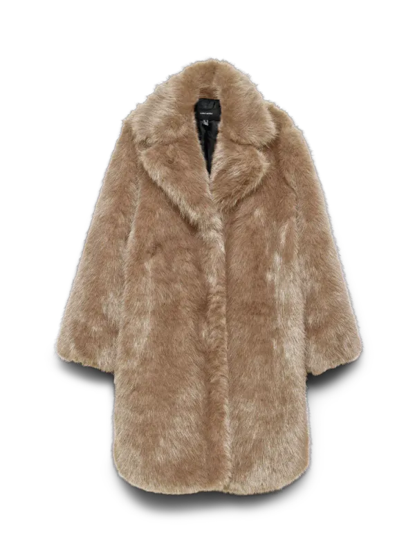 GLORIASOFIA FAKE FUR KÅPE - CAMEL