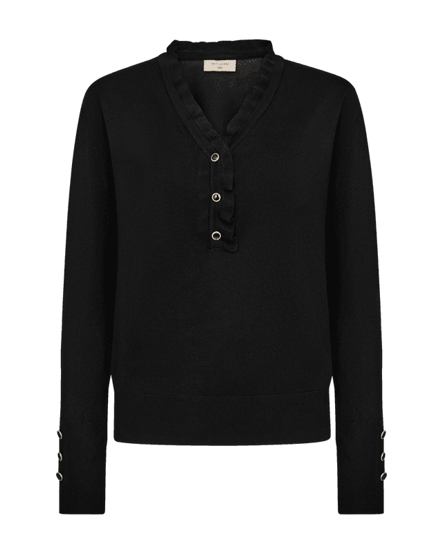 KATIE GENSER FRILL & V-HALS - SORT