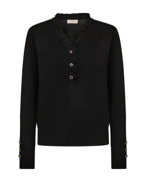 Hovedbilde KATIE GENSER FRILL & V-HALS - SORT