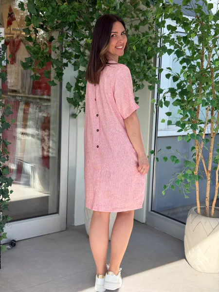Hovedbilde  LAVA LIN/VISCOSE KJOLE STRIPET - RØD/OFFWHITE