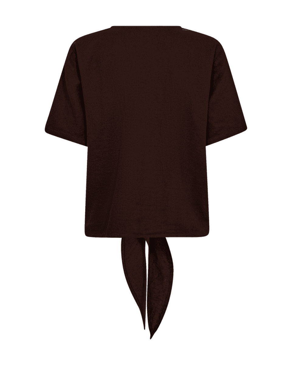 LAVA LIN/VISCOSE BLUSE M/KNYTING - BRUN