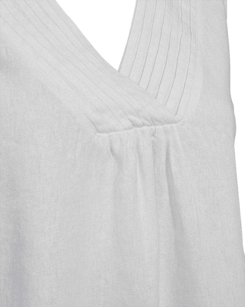 LAVA LIN/VISCOSE TOPP V-HALS - HVIT