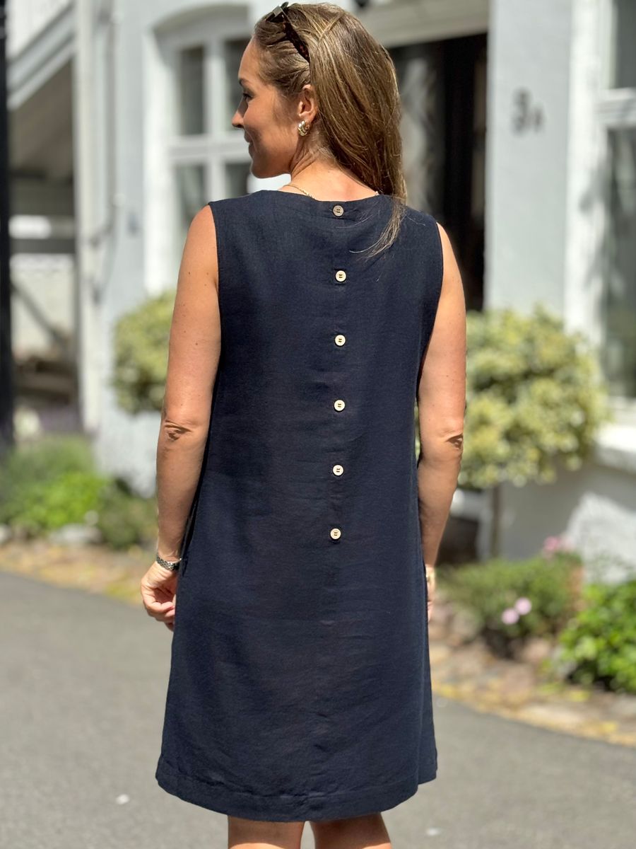 LAVA LIN/VISCOSE KJOLE U/ERM - NAVY