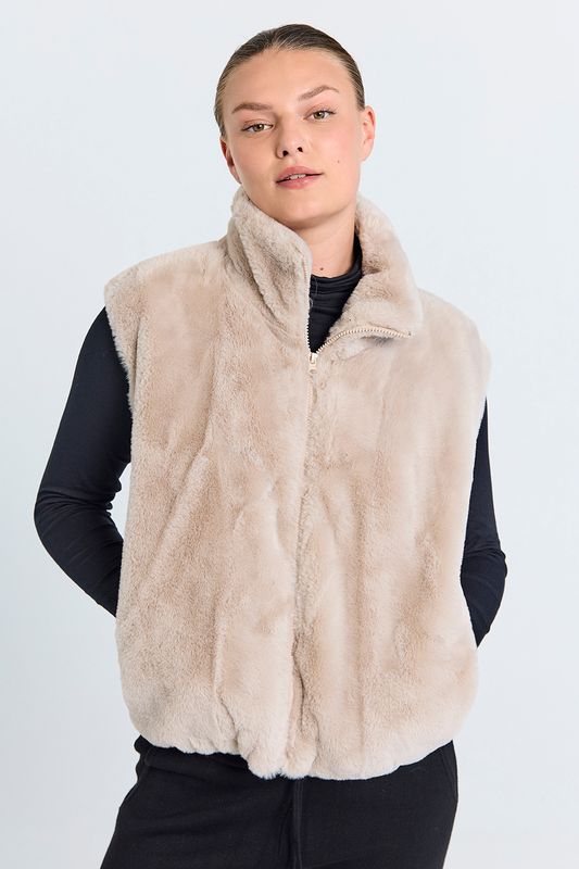 FONY FAUX FUR VEST - MOONBEAM