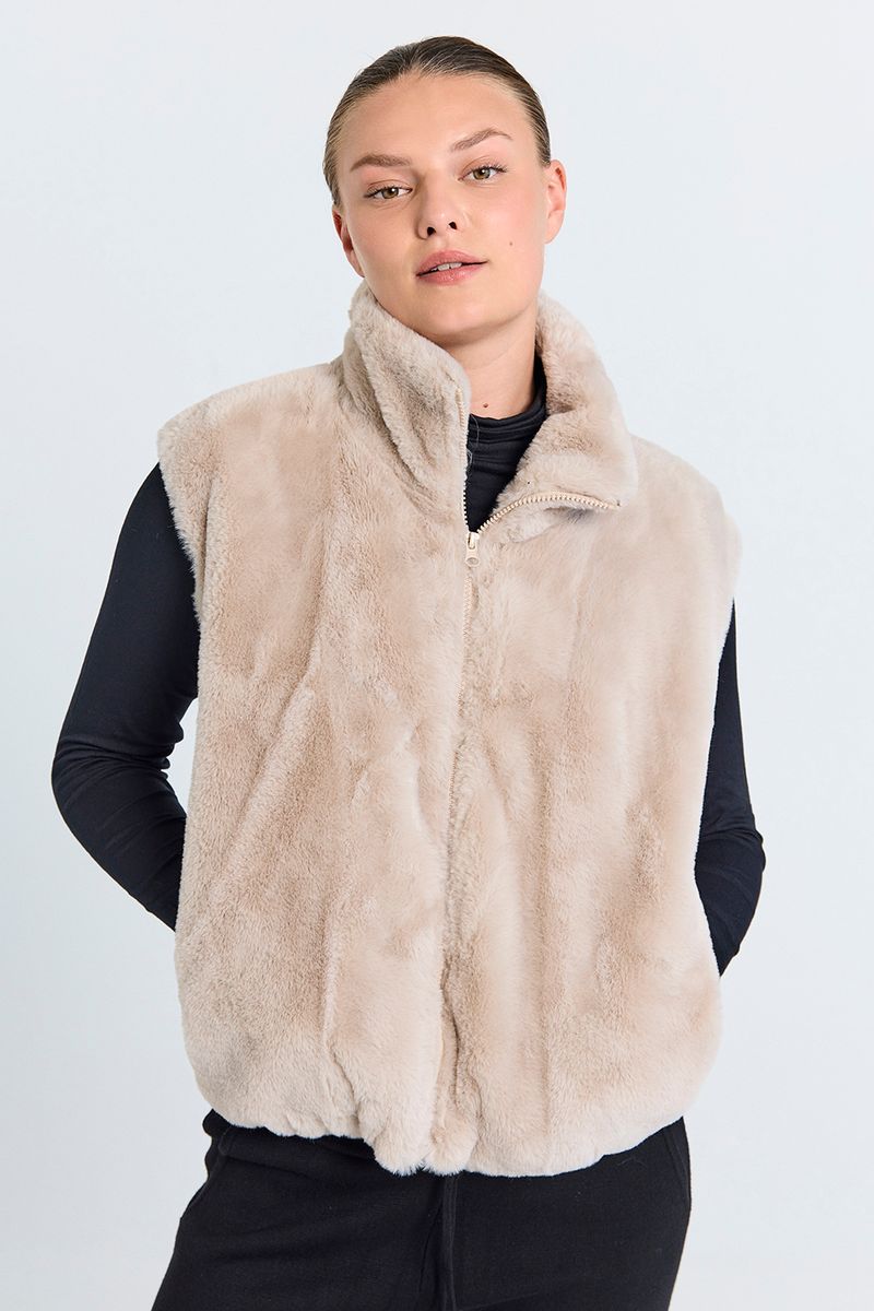 FONY FAUX FUR VEST - MOONBEAM