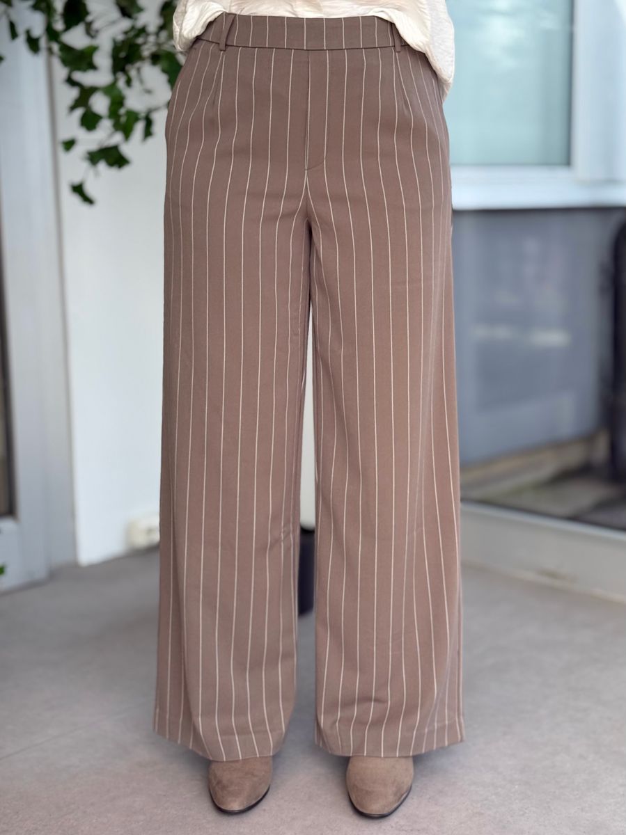 VARONE RETT BUKSE PINSTRIPE - MULDVARP / BIRCH