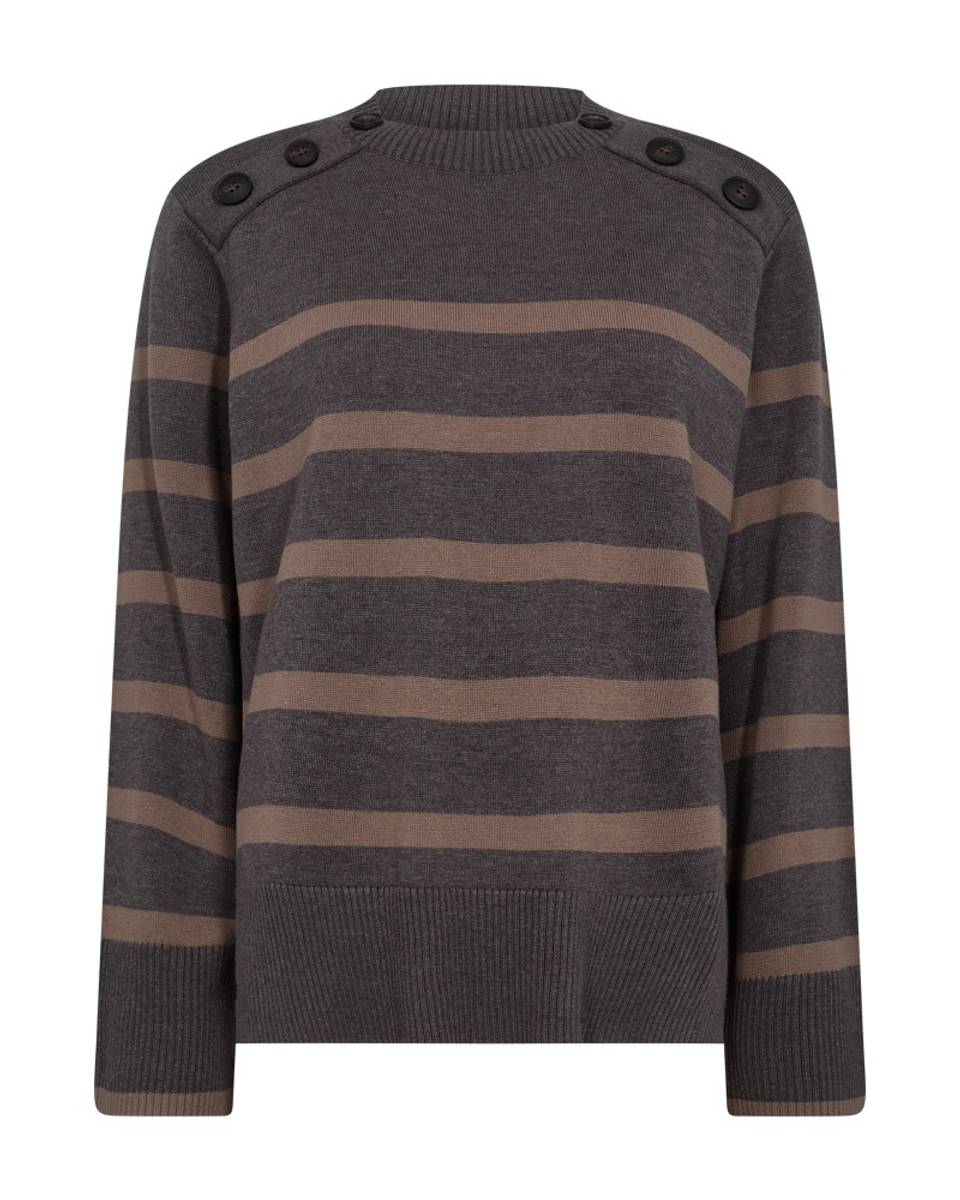 MONDAY STRIKKEGENSER STRIPET - KOKS / TAUPE