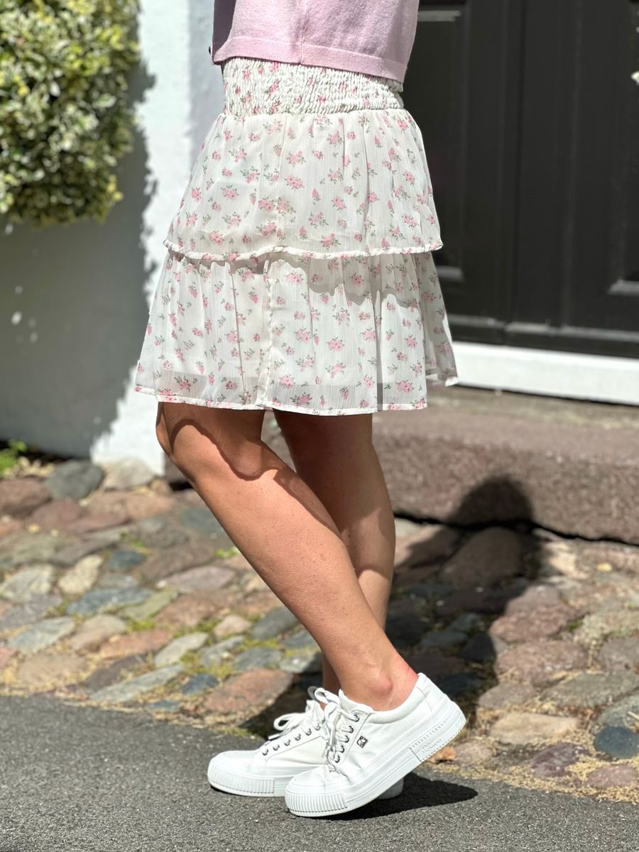 SMILLA SMOCK SKJØRT - HVIT / LYS ROSA