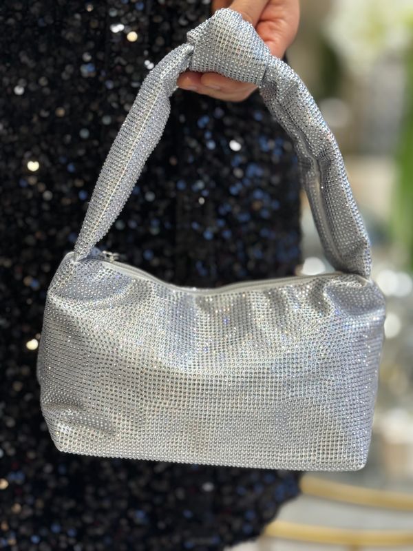 MINDY GLITTER VESKE - SØLV