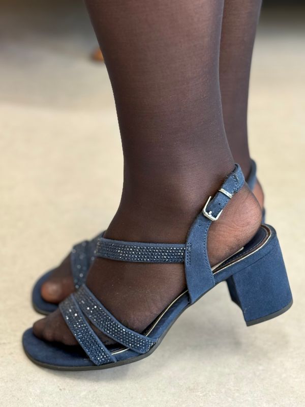 SANDALETT M/STRASS - NAVY