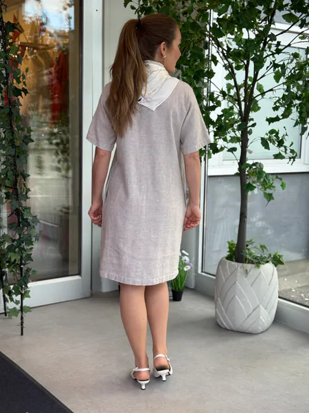 Hovedbilde LAVASI LIN/VISCOSE KJOLE - SAND METALLIC