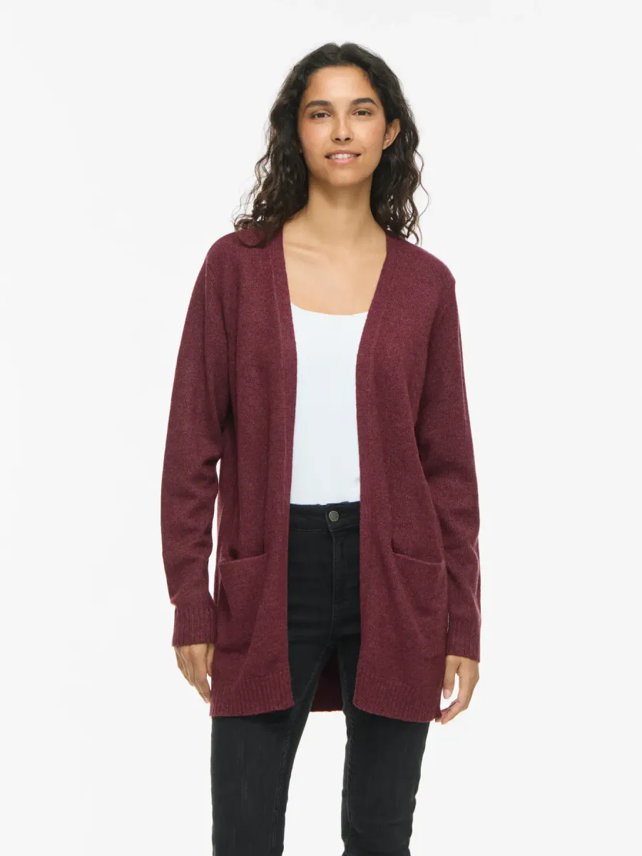 VIRIL CARDIGAN LANG - PLOMME MELERT